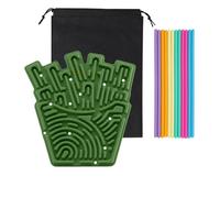 JurciCat Tavola Sensoriale Con Borsa Viaggio e 12 Cordoncini Accessori Tavola Sensoriale Silicone Doppia Faccia Giocattolo Sensoriale Per Bambini Dai 3 Anni e Adulti Gioco D'attività (verde militare）