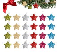 JURENEE 24 Pezzi Stella Albero di Natale, PP Materiale Stelle di Natale per Albero, Scintillanti Stelle Natale da Appendere, Bella Apparenza, Adatto per Appendere L'albero di Natalo (Colorato)