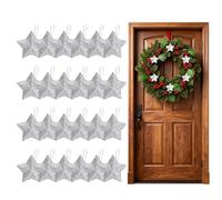 JURENEE 24 Pezzi Stella Albero di Natale, PP Materiale Stelle di Natale per Albero, Scintillanti Stelle Natale da Appendere, Bella Apparenza, Adatto per Appendere L'albero di Natalo (Argenteo)