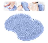 Jurfest Tappetino esfoliante per piedi e schiena, scrubber per il corpo, a parete, con ventose, esfoliante in silicone, per massaggio ai piedi della doccia (blu)