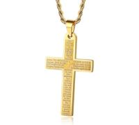 Jurikko Collana da uomo in acciaio inossidabile con ciondolo a forma di croce con preghiera del Signore, Gesù Cristo, argento/oro/nero, collana con ciondolo a forma di croce per ragazzi, catena