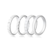Jurikko Fedi nuziali impilabili in silicone per lei, comodi anelli intrecciati in gomma sottile, 4 anelli, Silicone, Nessuna pietra preziosa