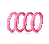 Jurikko Fedi nuziali impilabili in silicone per lei, comodi anelli intrecciati in gomma sottile, 4 anelli, Silicone, Nessuna pietra preziosa