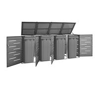 Juroupi Copri Bidoni Pattume Quadruplo 276,5x77,5x112,5 cm Acciaio Inox,Copri Bidoni,Copri Bidoni Spazzatura Esterno,Copri Bidoni da Esterno-149557