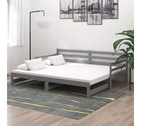 Juroupi Dormeuse Estraibile Grigia in Massello di Pino 2x(90x200) cm,Dormeuse Estraibile,Dormeuse con Letto Estraibile,Dormeuse da Soggiorno-806957
