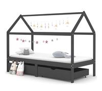 Juroupi Giroletto Bambini Cassetti Grigio Scuro Pino Massello 90x200 cm,Mobili,Mobili per bebè e bimbi,Lettini e letti per bimbi-322144
