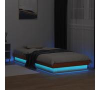 Juroupi Giroletto con LED Marrone Cera 75x190 cm Legno Massello di Pino,Giroletto,Strutture Letto,Classico Elegante Robusto Struttura Telaio Letto-844419