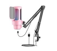 Juroupi Kit Microfono Microfono Gioco USB RGB Lighting Modalità Cardioide Pick-up Muto Rapido e Guadagna Manopola con Rack Boom per Giochi/incontri/record di Streaming Live/video