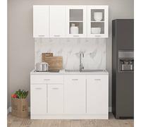 Juroupi Set Armadi da Cucina 4 pz Bianco in Truciolato,Set Armadi da Cucina,Armadi da Cucina Multiuso,Mobiletto Cucina Salvaspazio-3067655
