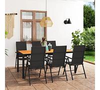 Juroupi Set da Pranzo da Giardino 7 pz Nero e Marrone,Set Pranzo da Giardino,Mobili da Esterno,Set Giardino Esterno Arredo-3060056