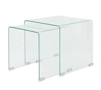Juroupi Set da Tavolo ad Incastro a 2 pz in Vetro Temprato Trasparente,Mobili,Tavoli,Tavolini decorativi,Tavolini da salotto-244191