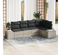 Juroupi Set Divano Giardino 5 Pezzi con Cuscini Grigio Chiaro Polirattan,Set Divano da Giardino,Set di Conversazione per Patio,Set di Mobili da Esterno,Divano per Esterno da Giardino-3347062