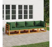 Juroupi Set Salotto da Giardino 4 pz con Cuscini Verdi Legno Massello,Set Salotto da Giardino,Giardino Esterno Arredo,Arredo Terrazzo Esterno-3155315