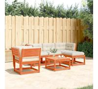 Juroupi Set Salotto Giardino 5pz con Cuscini Marrone Cera Massello Pino,Set Salotto Giardino Esterno,Set Arredo Giardino,Set Salotto da Esterno-3216922