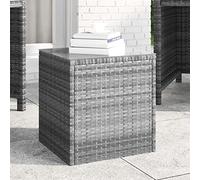 Juroupi Tavolino Grigio 40x37x40,5 cm Polyrattan e Vetro Temperato,Tavolino,Tavolino di Servizio,Tavolino di Servizio Salotto/Cucina-319389
