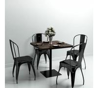 Juroupi Tavolo Bistrot MDF e Acciaio Quadrato 80x80x75 cm Cenere Scura,Tavolo Bistrot,Tavolo Bistrot Esterno,Tavoli da Cucina e Sala da Pranzo-245611