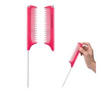 Jurrissa Pettini a coda di topo per separazione, pettine retrattile a coda di topo, pettine per separazione per parrucchieri, pettine a denti fini in acciaio inox, facile da trasportare (1 confezione