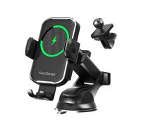 JUSAKA Caricabatterie da auto wireless, 15 W, ricarica rapida, supporto per telefono per la tua auto, compatibile con iPhone 16/15/14/13, per Samsung Galaxy S24 Ultra S23 S22 S21, S20, S10+