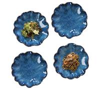 Jusalpha Set di 4 piatti piani rotondi da 21,6 cm, piatti da portata grandi, larghi e poco profondi e ciotole impilabili per insalata, pasta, dessert, ideali per l'inaugurazione della casa, PL23 (blu