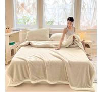 JUSHZ Plaid Matrimoniale Coperta Pile Matrimoniale Plaid Divano Blanket Letto Singolo Termica Scaldaletto Doppio Morbido Confortevole Spesso Caldo Per Primaverile Autunno Inverno (Beige,200x230cm)
