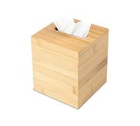 JUSK Scatola porta fazzoletti di design, moderna, minimalista e resistente, in legno, con fondo scorrevole, facile da riempire, copertura quadrata in bambù di alta qualità