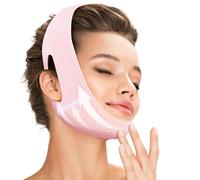 Juskaa Maschera di sollevamento riutilizzabile V Line con sottogola per dormire, lifting facciale, previene cedimenti, esercizio mascellare, rosa chiaro, M