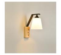 JUSKAQZYI Applique da Parete in Legno del Nord Europa, Semplice Lampada da Parete in Vetro Opaco, Ideale for Camera da Letto, Comodino, Lettura, Soggiorno, Cucina, Illuminazione