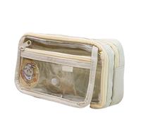 JUSKAQZYI astuccio scuola Astuccio for penne trasparente e minimalista, astuccio personalizzato for studenti delle scuole elementari, borsa for il trucco multifunzione grande(Beige)