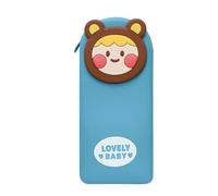 JUSKAQZYI astuccio scuola Astuccio portapenne in silicone, motivo: adorabili mostri 3D, Compatible with il ritorno a scuola, ragazzi e ragazze adolescenti grande(Light Blue)