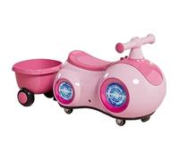 JUSKAQZYI Auto Wiggle for ragazzi e ragazze che viaggia su auto a spinta | Con piccolo rimorchio con musica leggera antiribaltamento bicicletta