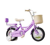 JUSKAQZYI bici per bambini Bici for bambine dai 3 ai 10 anni, bici da bambina da 12 a 20 pollici con campanelli, cestino e stelle filanti, biciclette for bambini monopattini(Purple1,12inch)