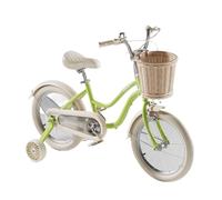 JUSKAQZYI bici per bambini Bici for bambini con doppio freno a mano, for bambini dai 3 ai 12 anni, da 12 a 22 pollici, con cestino intrecciato e ruote ausiliarie. monopattini(Groen,14inch)