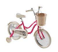 JUSKAQZYI bici per bambini Bici for bambini con doppio freno a mano, for bambini dai 3 ai 12 anni, da 12 a 22 pollici, con cestino intrecciato e ruote ausiliarie. monopattini(Rot,18inch)