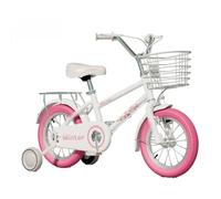 JUSKAQZYI bici per bambini Bici for bambini dai 2 ai 12 anni, ragazzi e ragazze, bici da 12 a 18 pollici con rotelle, bici for bambini e neonati monopattini(Roze,14inch)