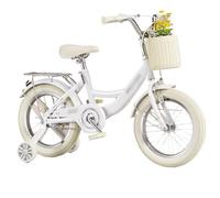 JUSKAQZYI bici per bambini Bici for bambini doppio freno a mano, bicicletta for bambini piccoli, con cestino intrecciato, ruote ausiliarie e campanello, for età 6-12 anni monopattini(Wit,20inch)