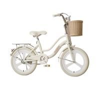 JUSKAQZYI bici per bambini Bicicletta for bambini, for ragazzi e ragazze, altezza del ciclista 32-60 pollici, freno a contropedale con cestino intrecciato e campanello monopattini(Beige1,22inch)