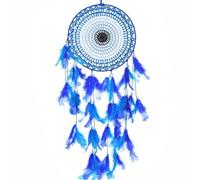 JUSKAQZYI Campane a Vento Acchiappasogni Blu con Albero della Vita e Piume, acchiappasogni da Appendere alla Parete, Decorazione for cameretta dei Bambini, Ornamento Artistico e Artigianale.