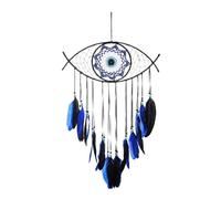 JUSKAQZYI Campane a Vento Acchiappasogni con Piume e malocchio, Decorazione da Parete for la casa, for Camera da Letto, Cortile, benedizione, Regalo Artigianale, Porta Fortuna Campane tubolari(Svart)