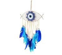 JUSKAQZYI Campane a Vento Acchiappasogni con Piume e malocchio, Decorazione da Parete for la casa, for Camera da Letto, Cortile, benedizione, Regalo Artigianale, Porta Fortuna Campane tubolari(Bruin)