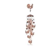 JUSKAQZYI Campane a Vento Campanelli Eolici da 35" for Decorazioni da Interni Ed Esterni, con 4 Tubi in Alluminio E 6 Campane for La Casa, Regali di Natale(Chicken)