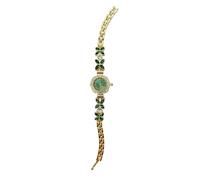JUSKAQZYI Confezione da 2 orologi da polso da donna alla moda, impermeabili, al quarzo, a forma di fiore, regalo for fidanzate e mogli(Gold Green)