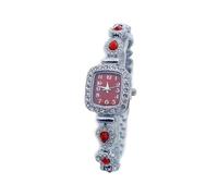 JUSKAQZYI Elegante orologio da polso da donna con quadrante quadrato a goccia e diamanti, orologi da polso al quarzo alla moda adatti come regalo for le donne(Rot)