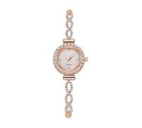 JUSKAQZYI Eleganti orologi al quarzo con diamanti for donna, quadrante rotondo, bracciale sottile, orologio da polso casual da donna, cinturino regolabile(Rose gold)