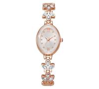 JUSKAQZYI Orologio da donna di lusso con bracciale a petalo, elegante orologio da polso con quadrante ovale, orologi da polso al quarzo simulato, adatti come regalo for le donne(Wit)