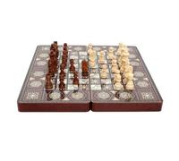 JUSKAQZYI scacchi giganti Scacchi Premium Set di scacchi pieghevoli Gioco di intrattenimento intellettuale Portatile 3 in 1 Lusso Cavaliere Dama Regalo Scacchi internazionali(Brown2)