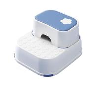 JUSKAQZYI Scala Pieghevole Sgabello for Bambini Piccoli for lavandino del Bagno, Sgabello a 2 gradini, sgabelli in plastica for la Cacca del Letto del bancone della Cucina Scala(Blue White)
