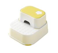 JUSKAQZYI Scala Pieghevole Sgabello for Bambini Piccoli for lavandino del Bagno, Sgabello a 2 gradini, sgabelli in plastica for la Cacca del Letto del bancone della Cucina Scala(Yellow White)