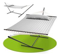 Juskys amaca Cata con telaio e cuscino - Lettino doppio da esterno per due persone - Telaio con capacità di carico fino a 200 kg - Grigio chiaro