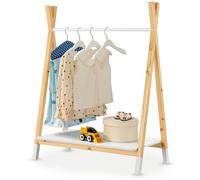 Juskys appendiabiti per bambini Heidy con ripiano e asta - Mobile in legno moderno, aperto e indipendente per la cameretta - Bianco