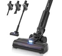 Juskys aspirapolvere a batteria 2-in-1 VC2101 con accessori - Cordless, portatile e senza sacchetto - Filtro HEPA, bocchette e supporto da parete - Nero